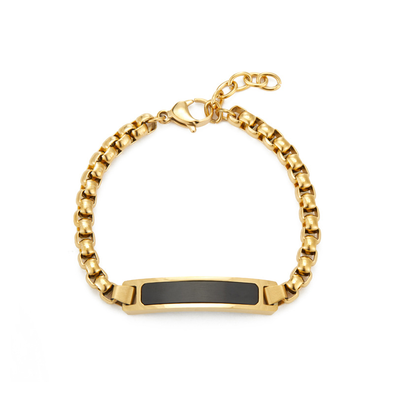 1:Curved Square Pearl Bracelet-Gold