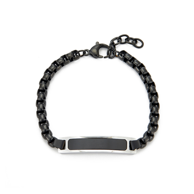 2:Curved Square Pearl Bracelet-Black