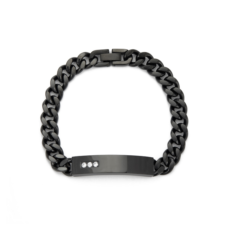 5:Bend Card Three Diamond Bracelet-Black