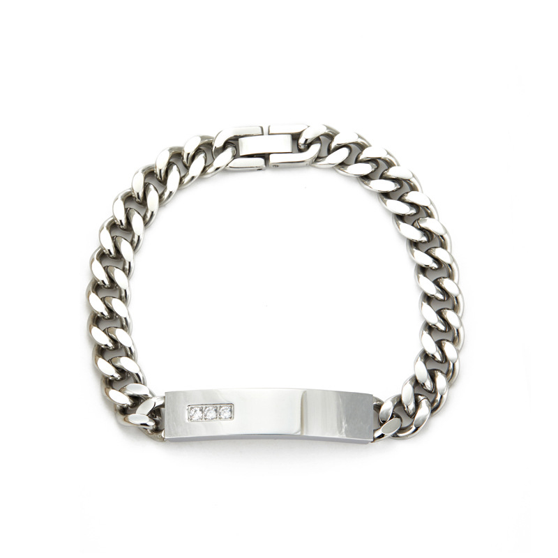 6:Bend three diamond bracelet-silver