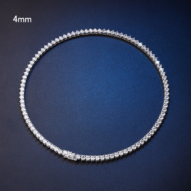 4mm three-claw zircon necklace 16inch