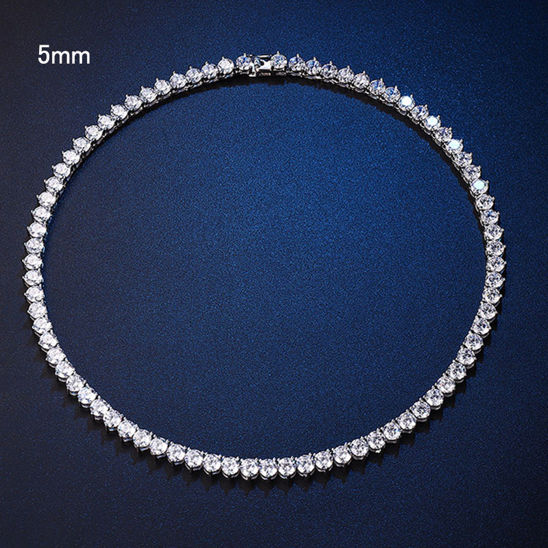 5mm three-claw zircon necklace 14inch