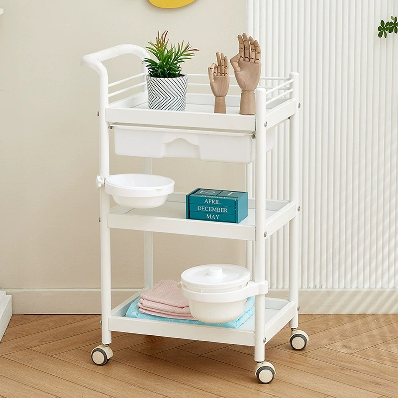 White with drawer. Bucket. Basin