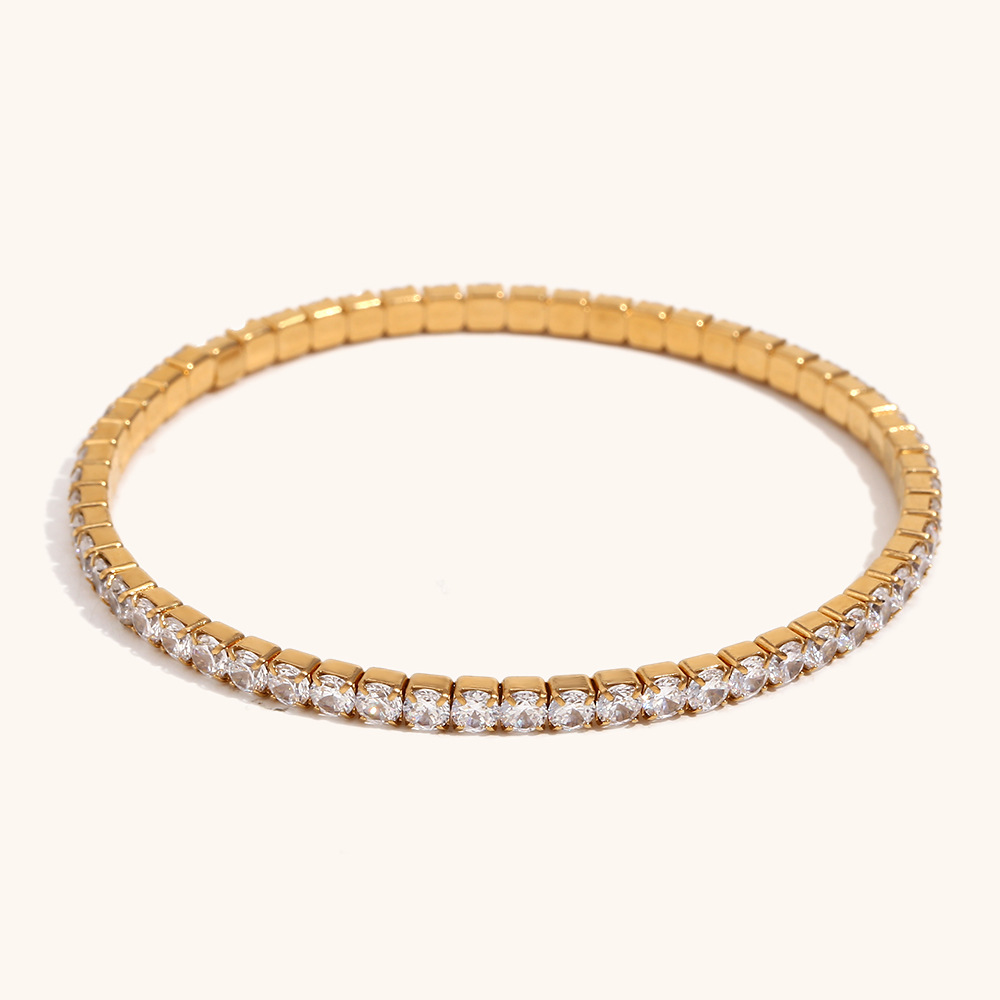 1:3mm elastic zircon bracelet-gold