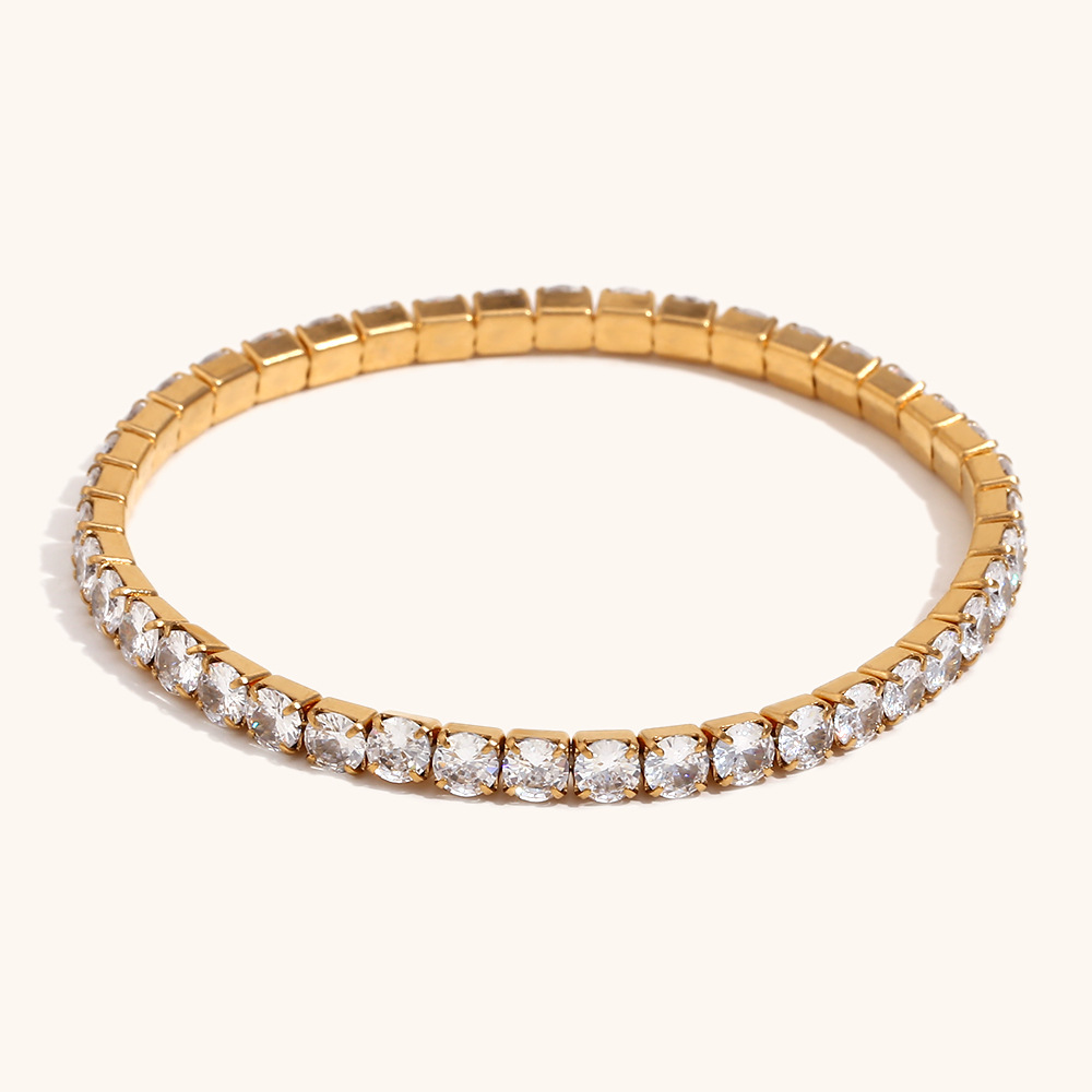 2:4mm elastic zircon bracelet-gold