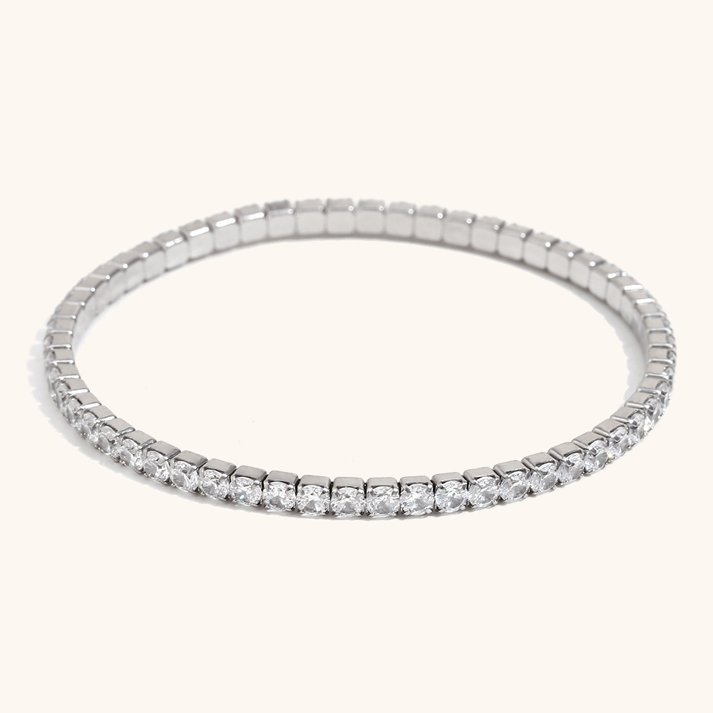 3:3mm elastic zircon bracelet-steel color