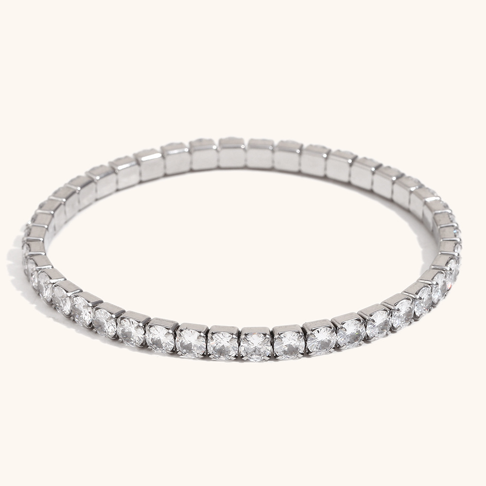 4:4mm elastic zircon bracelet-steel color