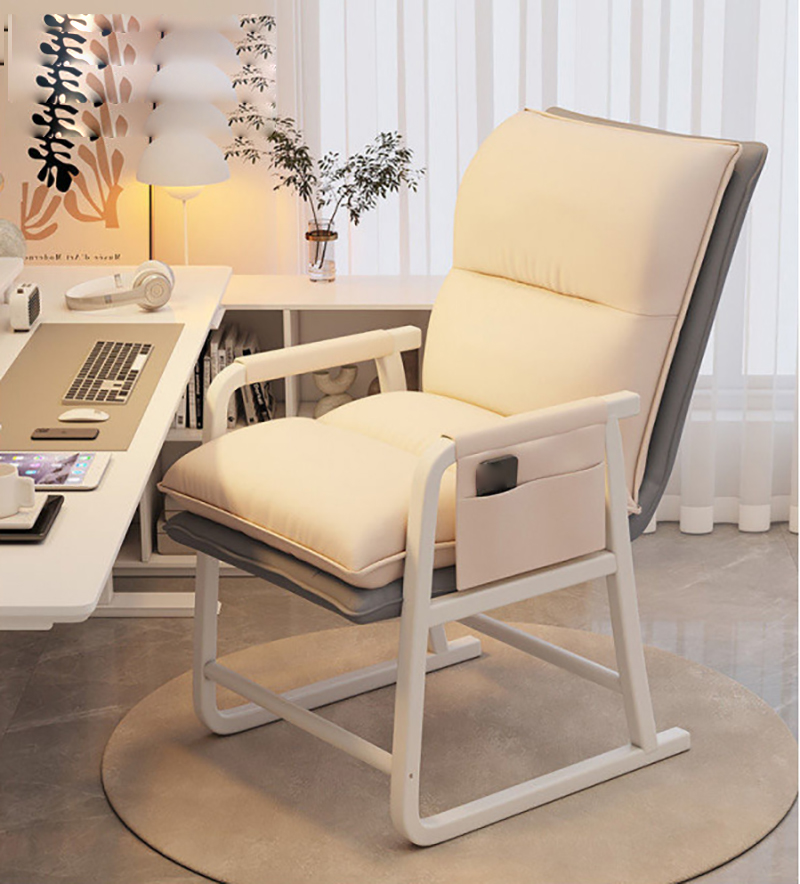 White Legs Beige Single Chair