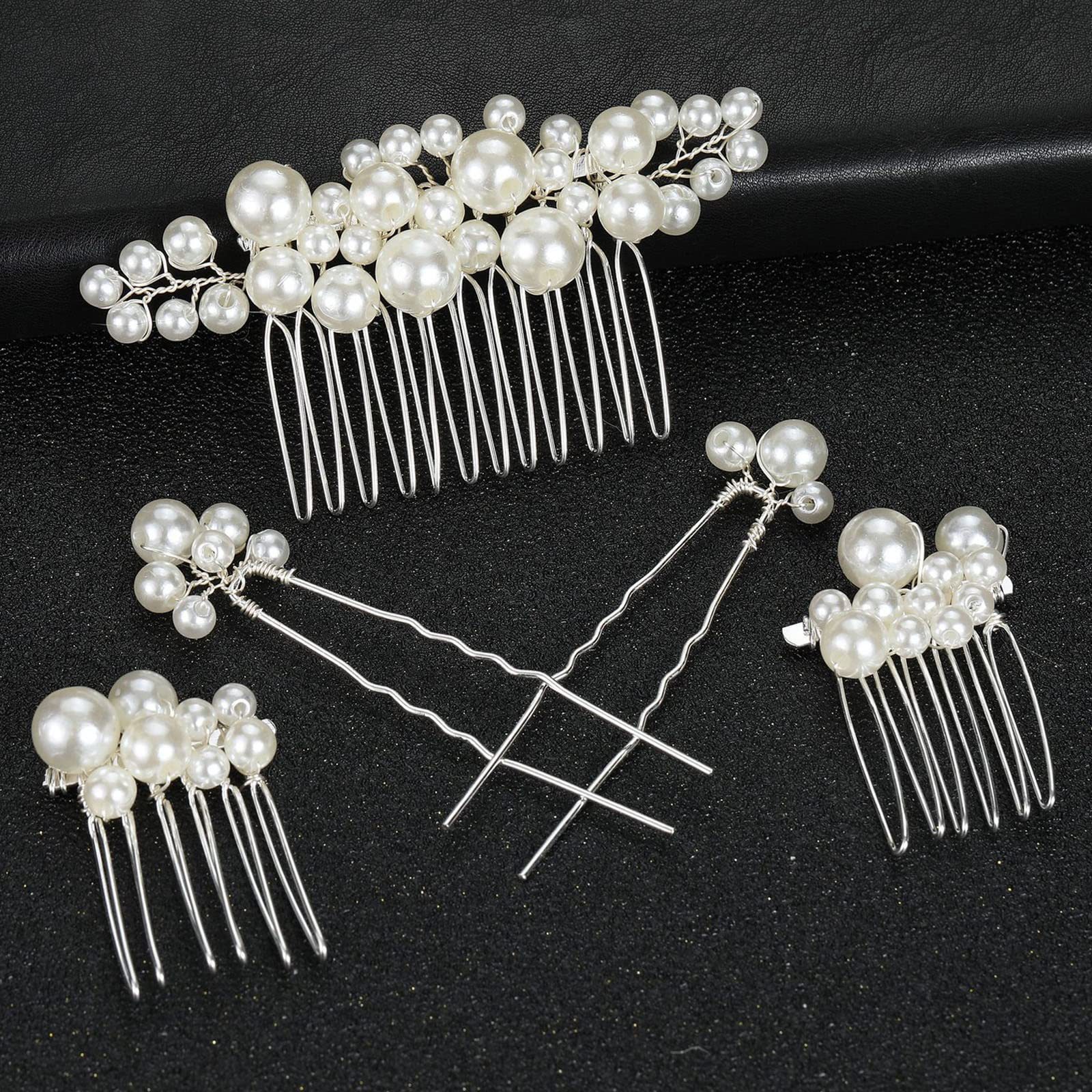 Silver 3 comb + 2 hairpins