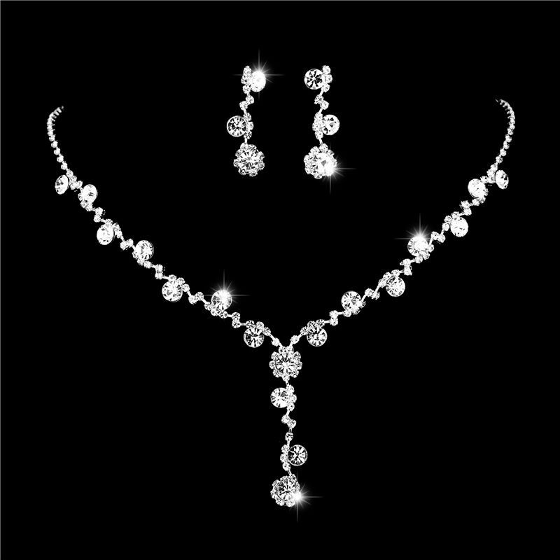 3:3 rhinestone necklace earring set