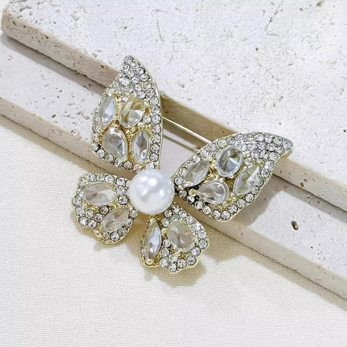 1:Gold diamond butterfly brooch