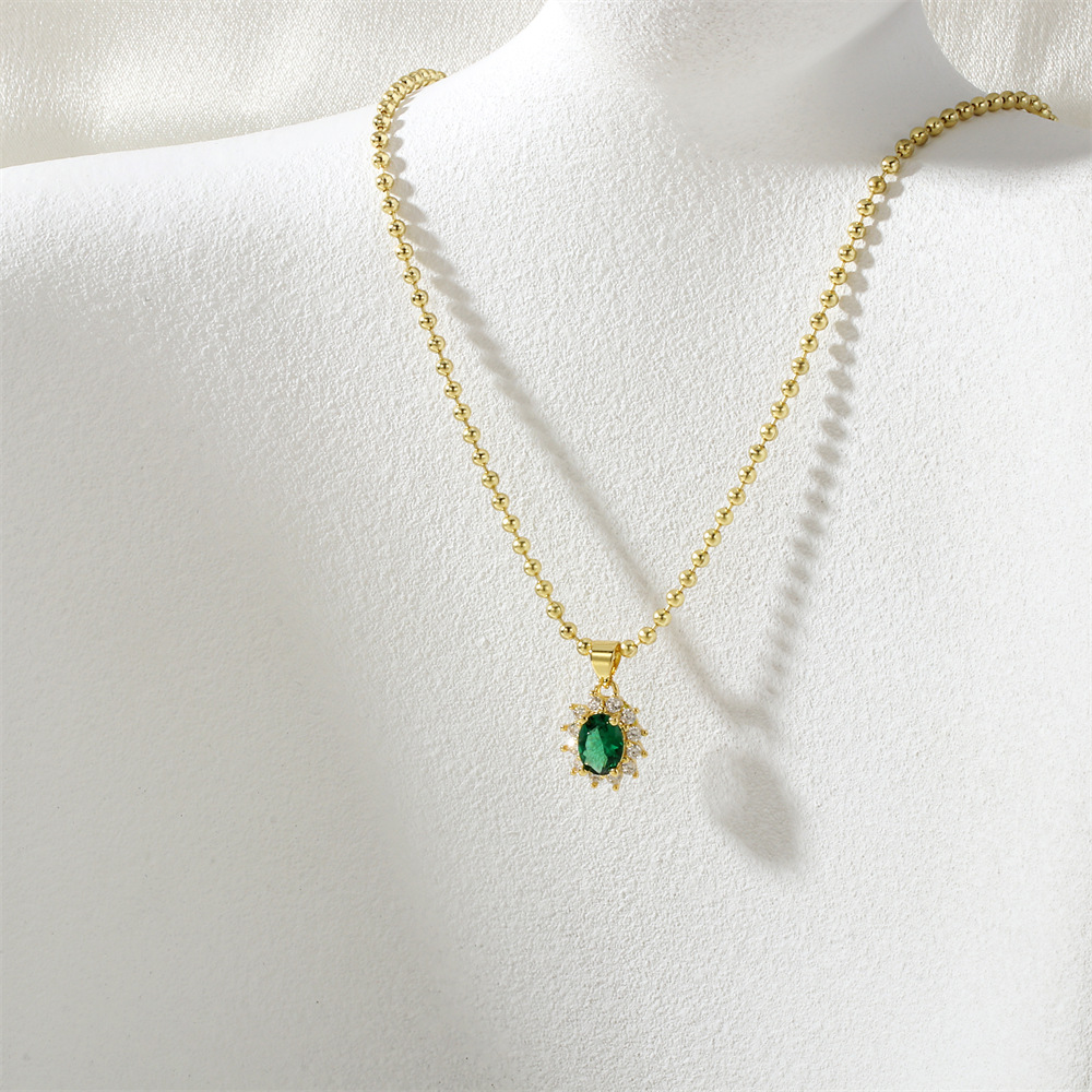 3:Ne2482-large bead chain-green zirconium