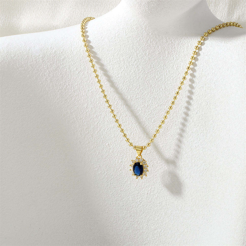 4:Ne2482-large bead chain-sapphire blue zirconium