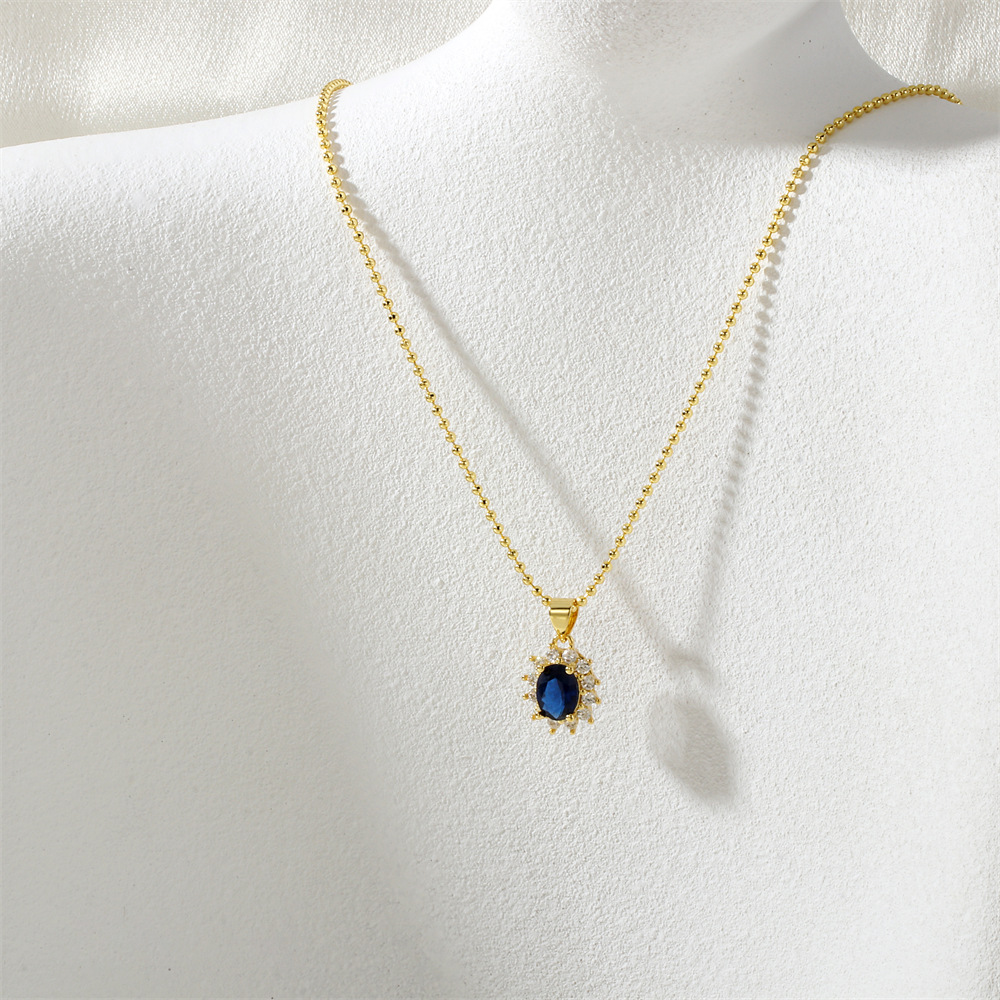 9:Ne2482-small bead chain-sapphire blue zirconium