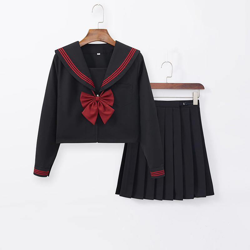 Long-sleeved top + short skirt suit (comes with bow tie)