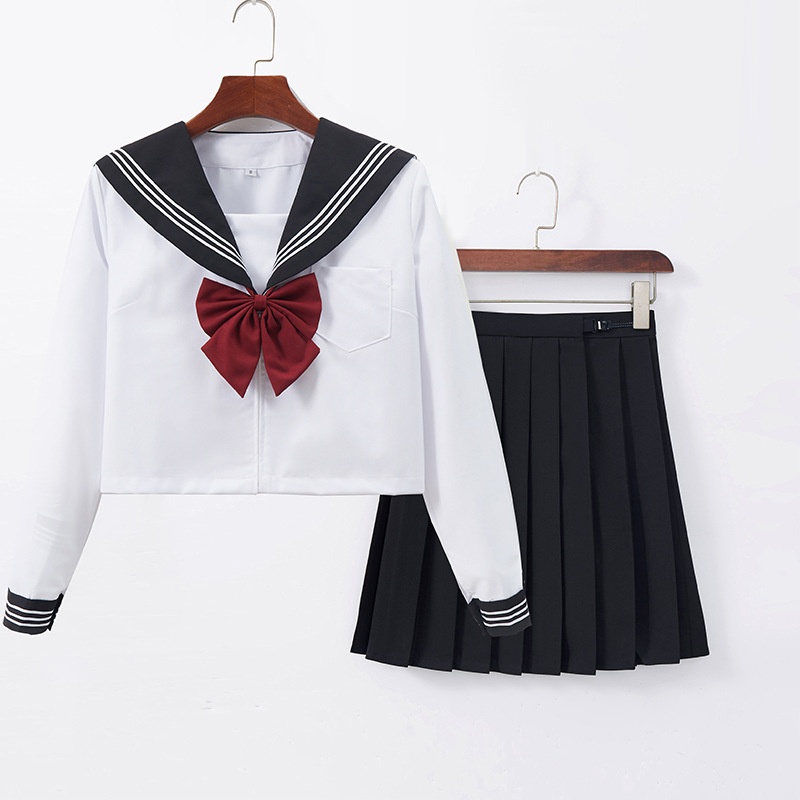 Long-sleeved top + short skirt suit (comes with bow tie)