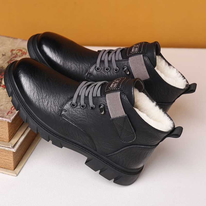 6569 high-top cotton-padded shoes [black]]