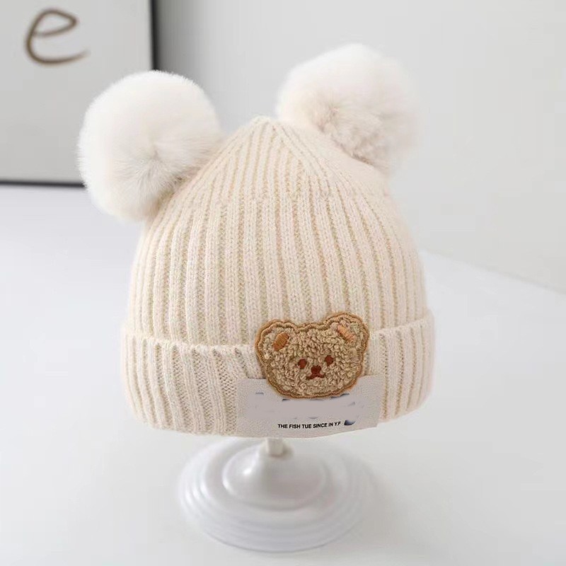 Double ball luck hat-beige