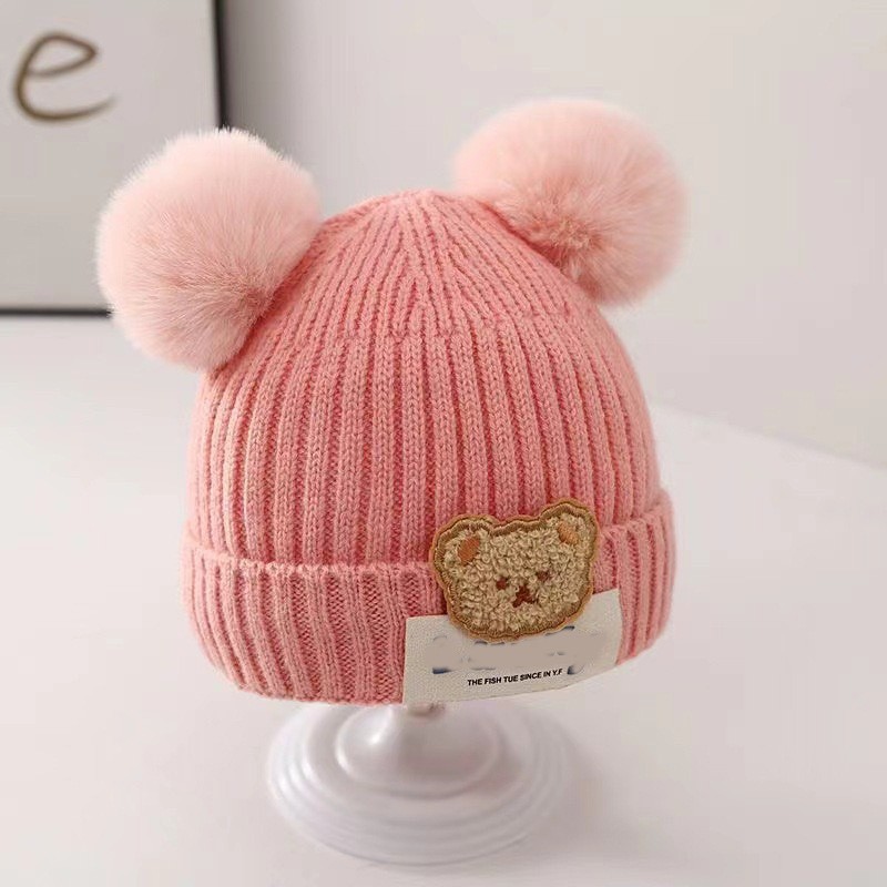 Double ball luck hat-pink