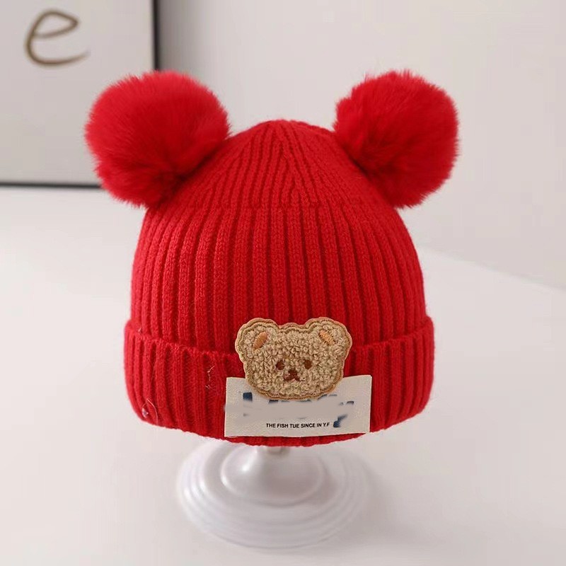 Double ball luck hat-red