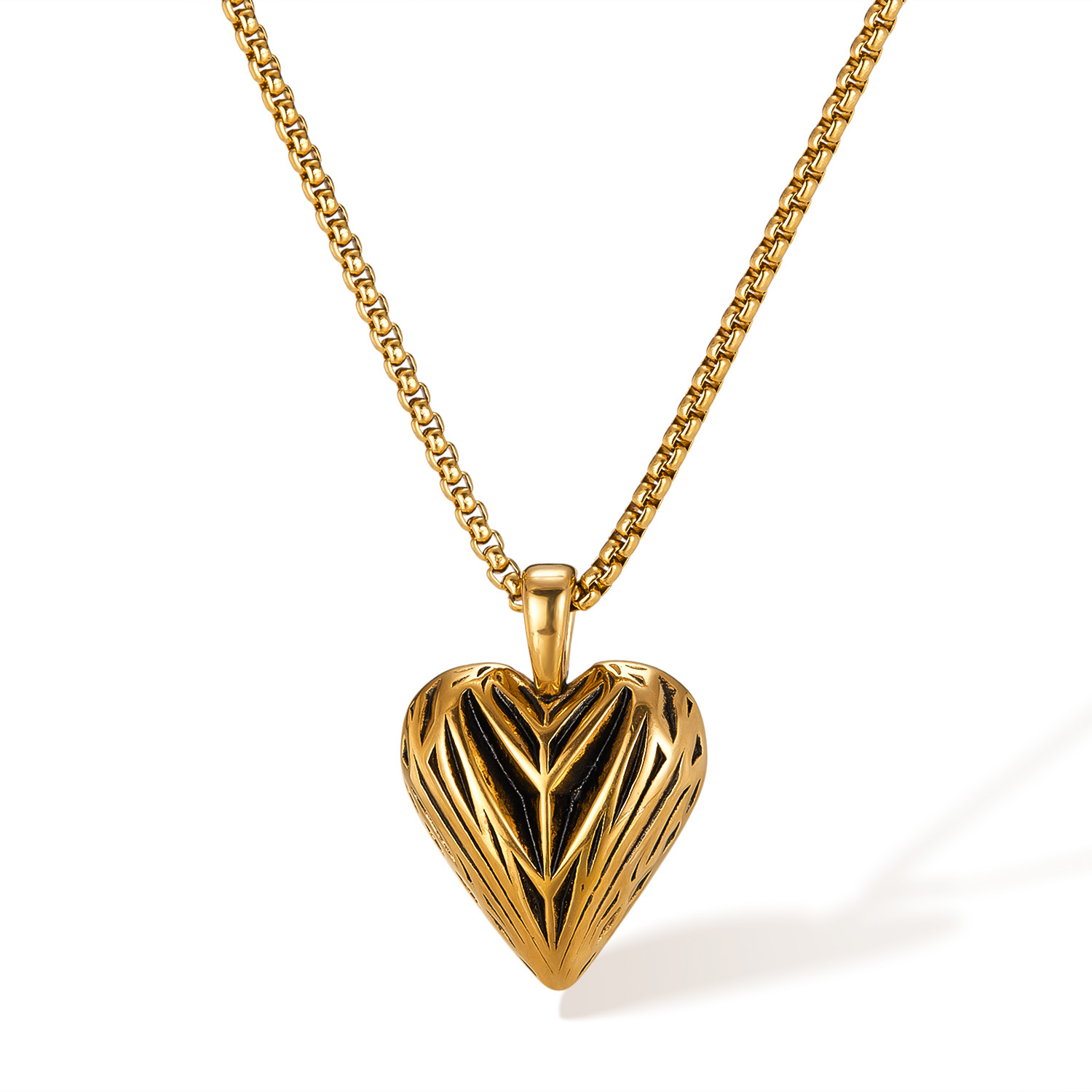 4:Gx2527- steel necklace gold single pendant