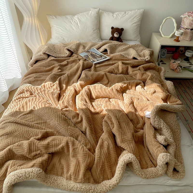 Gl rabbit velvet blanket-caramel coffee