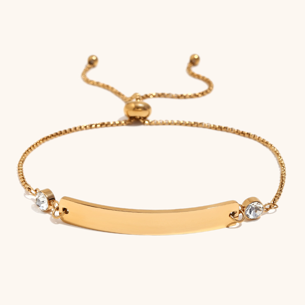 1:Brand zircon spliced drawstring bracelet-gold