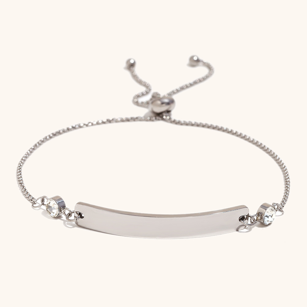 2:Brand zircon spliced drawstring bracelet-steel color