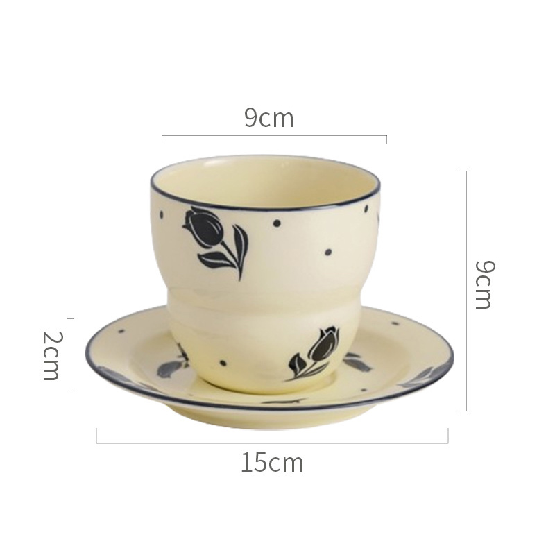 Gourd cup and saucer (polka dot tulip)