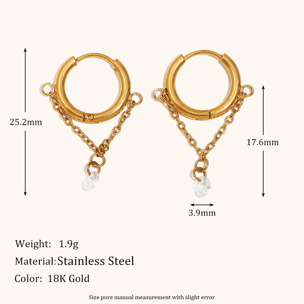 2:Simple small pendant earrings-gold-2