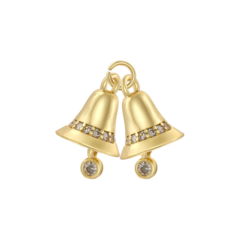 16:Vd1711 gold white diamond double christmas bells