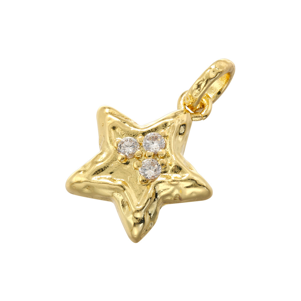 3:Vd1671 golden white diamond five-pointed star pendant