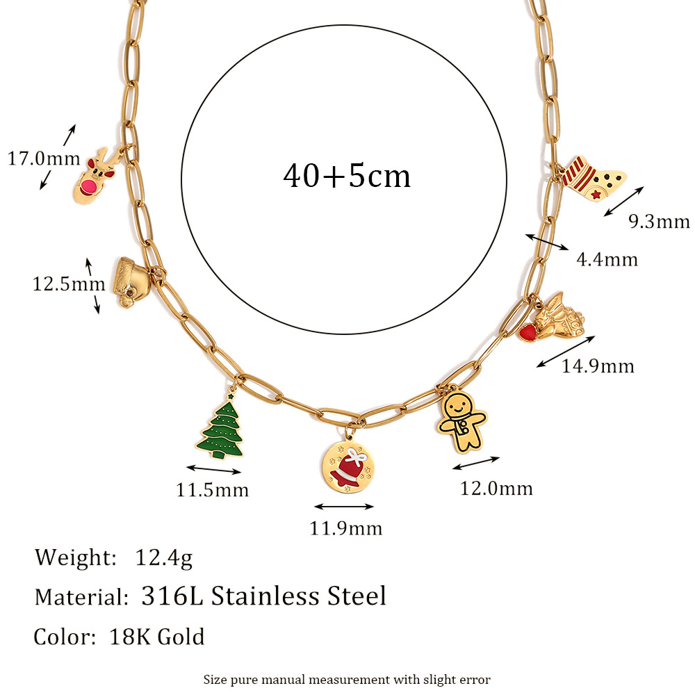 Paper clip chain Christmas pendant necklace