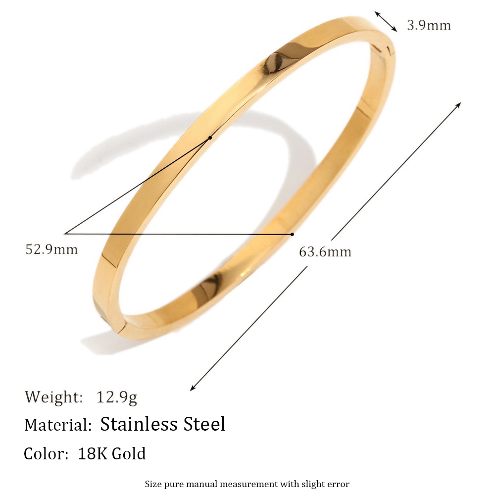 1:4mm wide simple glossy bracelet-gold