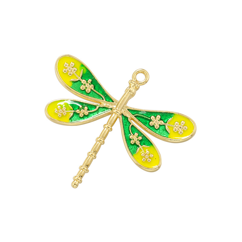 5:Yellow green dragonfly pendant