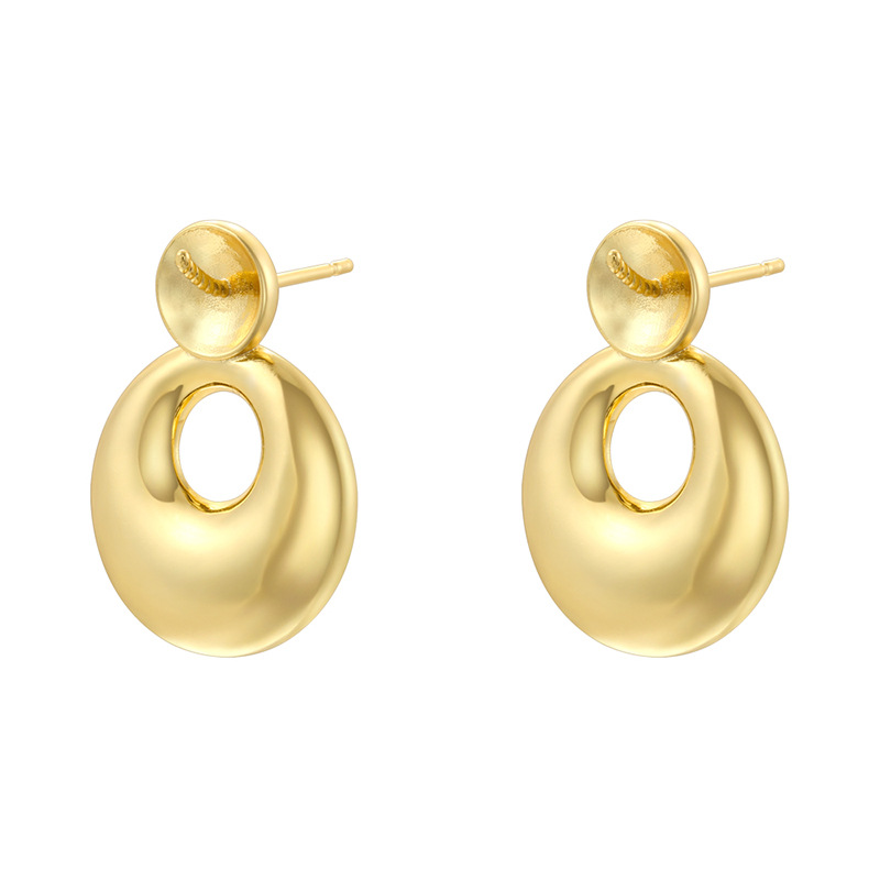 3:Ve1543 gold oval earrings 1 pair