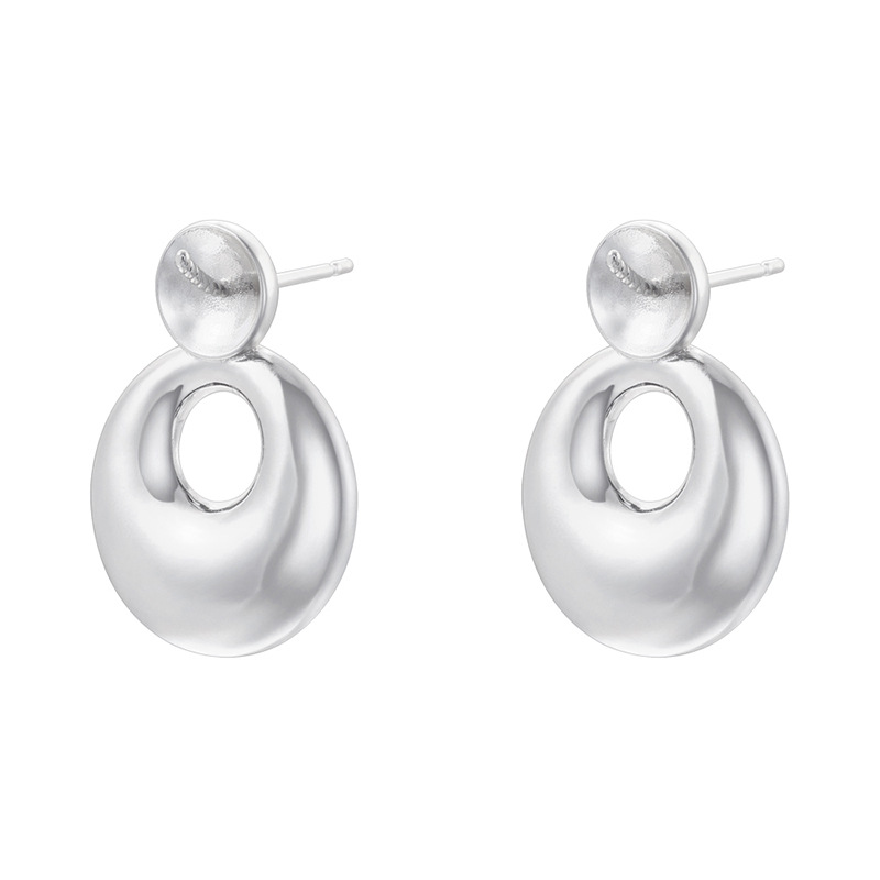 4:Ve1543 white gold oval earrings 1 pair