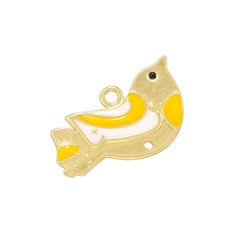 1:Golden yellow oil dripping bird pendant