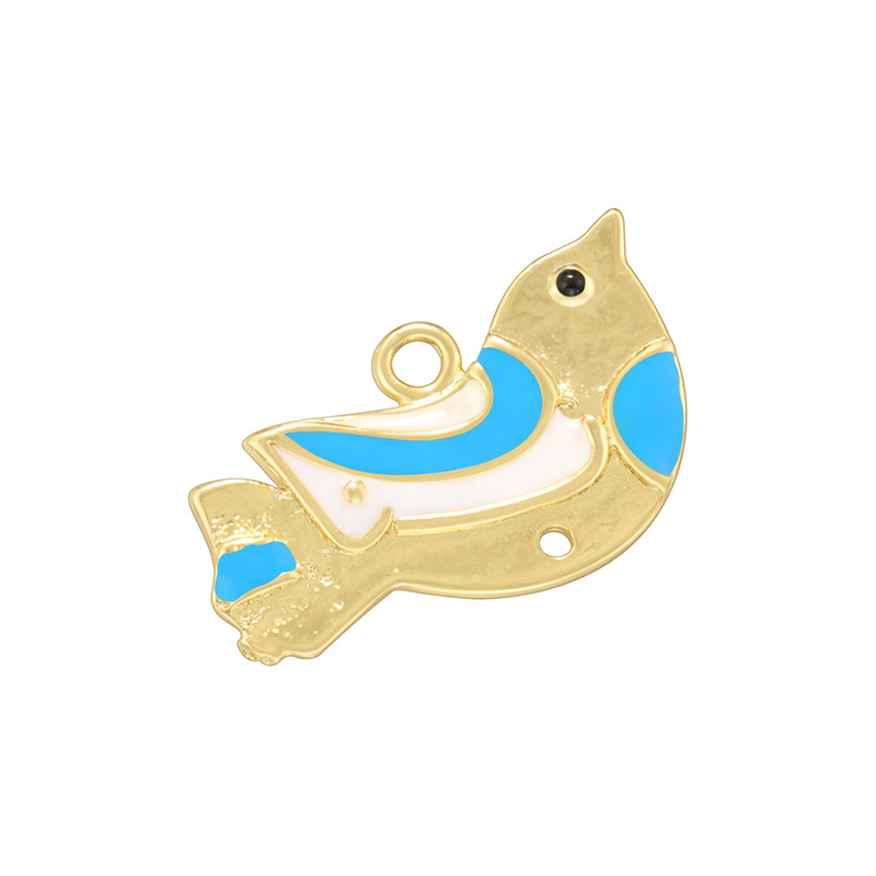 2:Golden blue oil dripping bird pendant