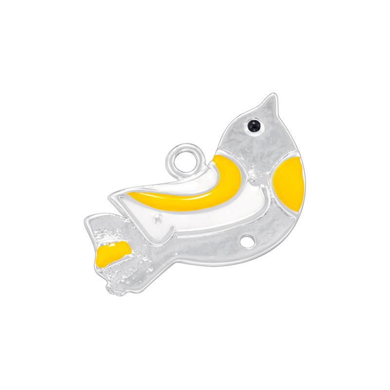 4:White gold yellow oil drop bird pendant