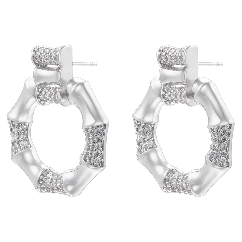 4:Ve1536 white gold bamboo shape 1 pair