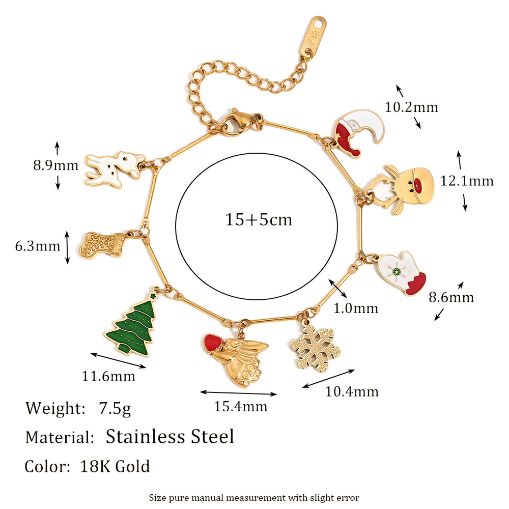 1:Joint hand chain christmas pendant bracelet-gold