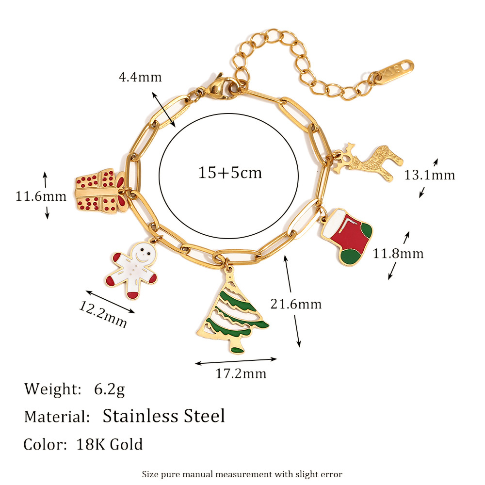 2:Paper pin chain christmas pendant bracelet-gold