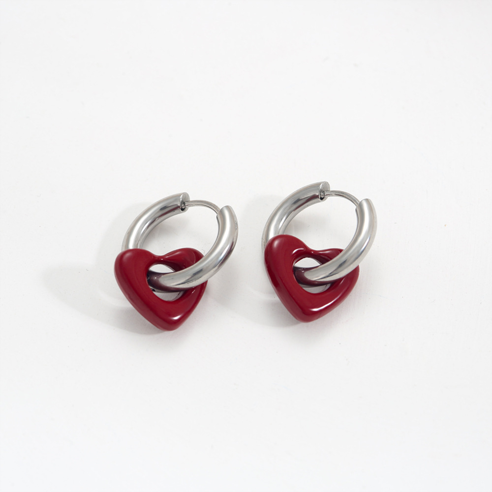 2:Red silver earrings