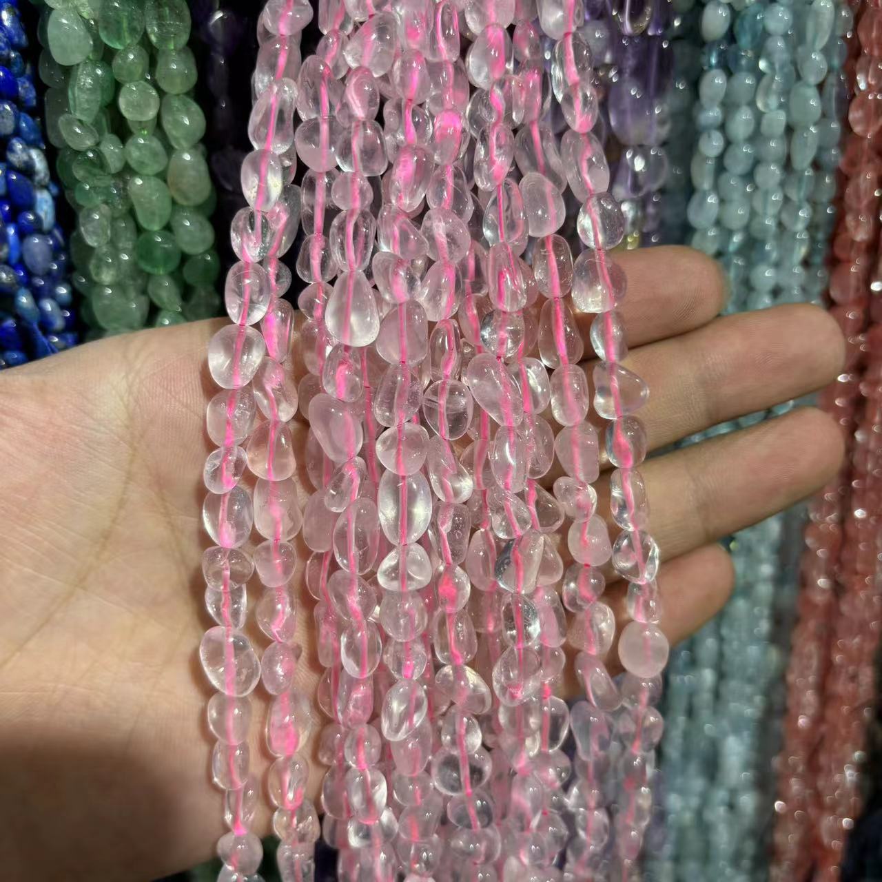 7A pink crystal 6-8mm (about 55 pieces)