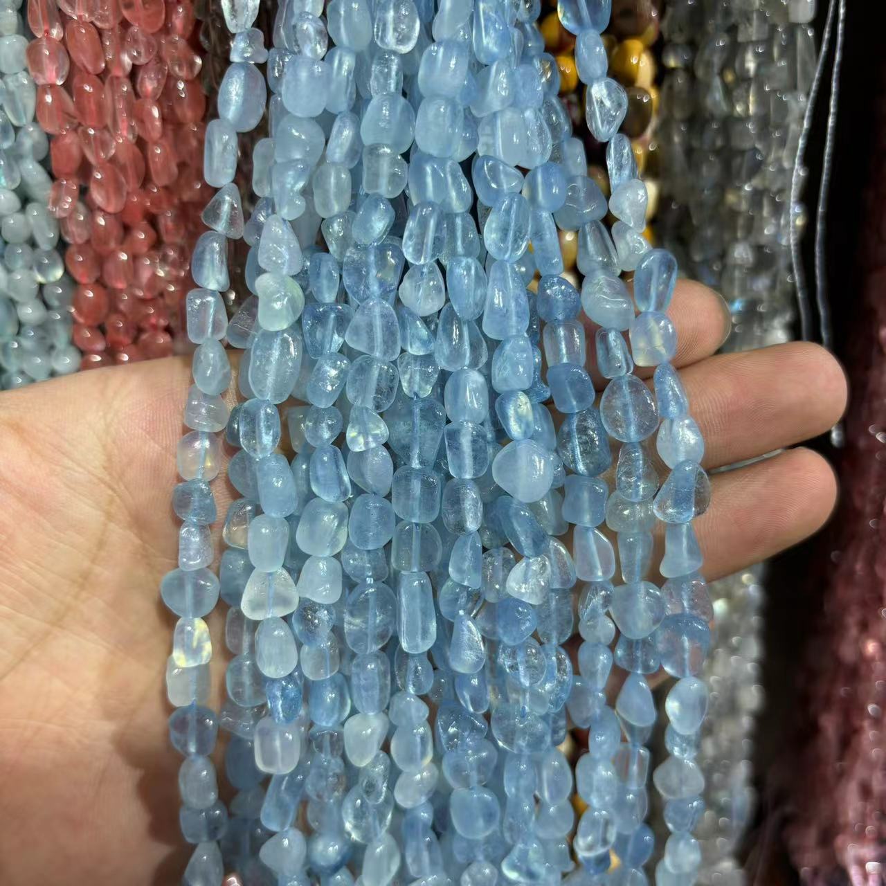 7A aquamarine 6-8mm (about 55 pieces)