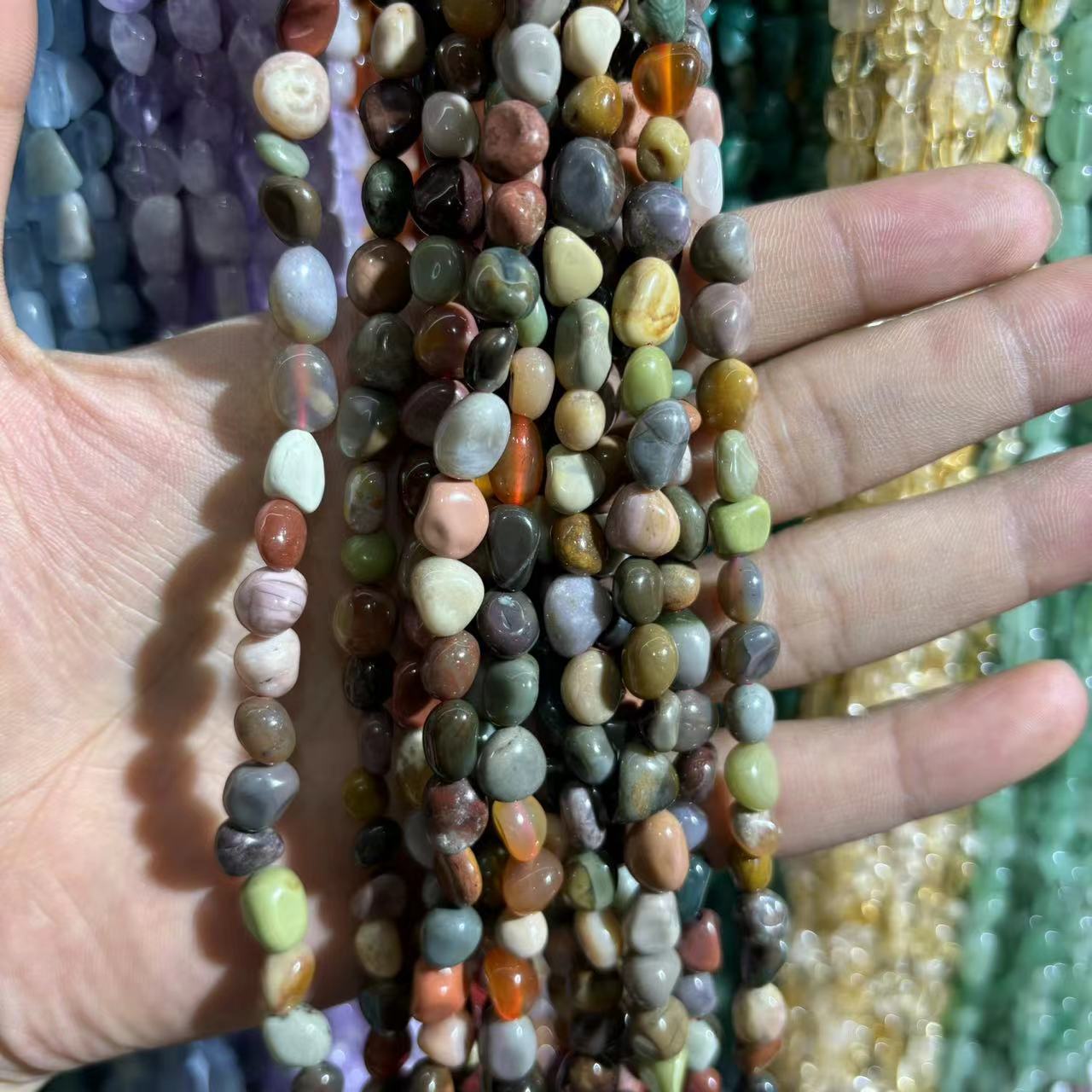 Indian agate 6-8mm (about 55 pieces)