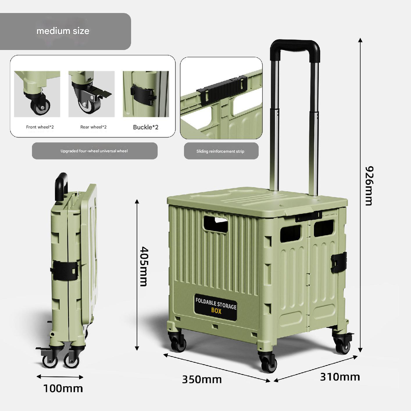 Four wheels-medium shopping cart-tea green