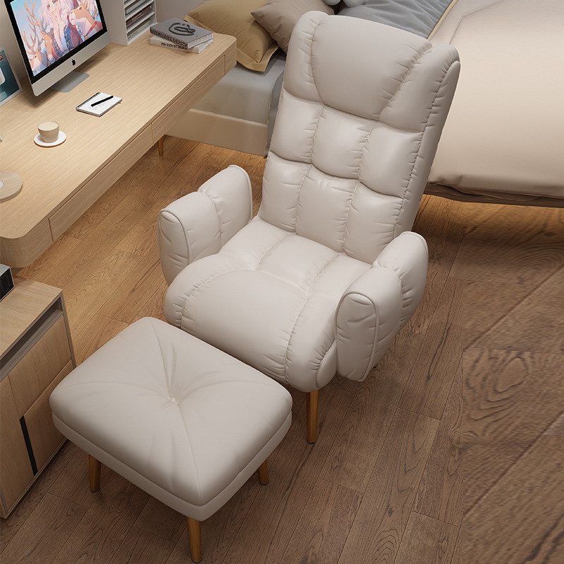 White [technology cloth] sofa chair   pedal