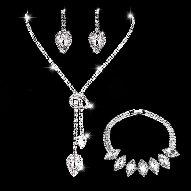 Necklace, earring and bracelet 3-piece set